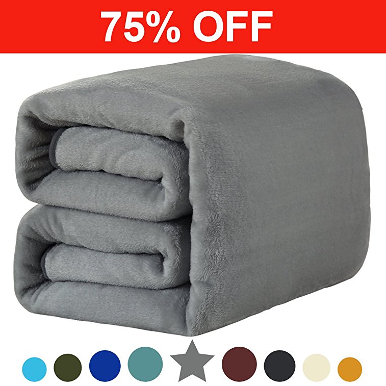 Fleece King Blanket 330 GSM Super Soft Warm Extra Silky Lightweight Bed Blanket, Couch Blanket, Travelling and Camping Blanket (Smoky Grey)
