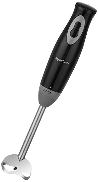 Amazon Basics 300 W Hand Blender with Stainless Steel Stem for Hot/Cold Blending and In-Built Cord Hook, ISI-Marked, Black