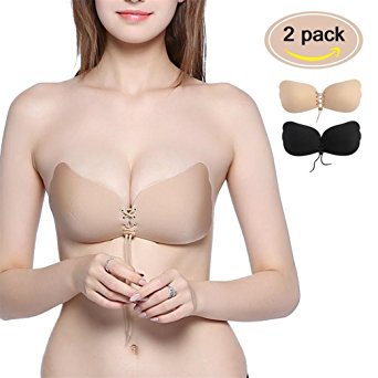 VeMee Strapless Push Up Bra Silicone 2 Pcs Self Adhesive Reusable Invisible Bra Women