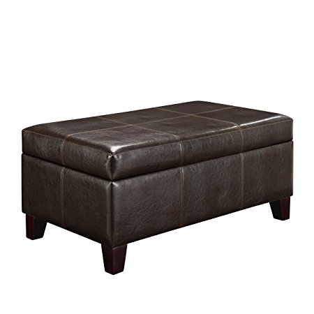Dorel Living Rectangle Storage Ottoman with Sturdy Construction and Easy to Clean,  Espresso Color