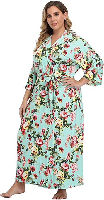 Super Shopping-zone Women's Plus Size Long Robes Kimonos Plus Size Maternity Robes Delivery Robes Sleepwear