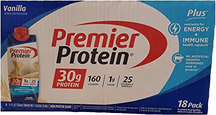 Premier Protein Shake Vanila Flavored 18 Pack/ 11 Fl Oz Net Wt 198 Fl Oz, 198 Fluid_Ounces (546220)