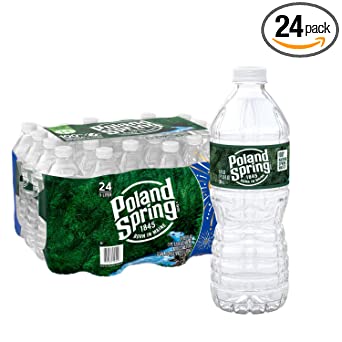 Poland Spring 100% Natural Spring Water, 16.9 oz Plastic Bottles (Pack of 24)