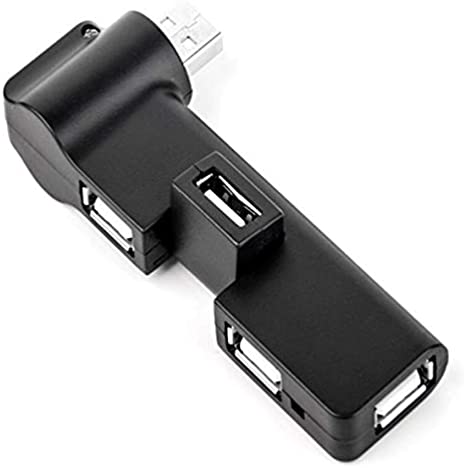 4-Port USB 2.0 Hub, SAYTAY USB Hub, Mini Hub [180° Degree Rotatable] for MacBook Air, Laptop, PC, USB Flash Drive, HDD Hard Drive (Black)