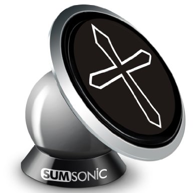 Sumsonic Magnetic Universal Smartphone Car Mount Holder Cradle for All Phone Sizes Apple or Android Easy Install on Any Surface Including Desk Wall or Car Dashboard -Luxurios Design and Good Gift Idea Cross