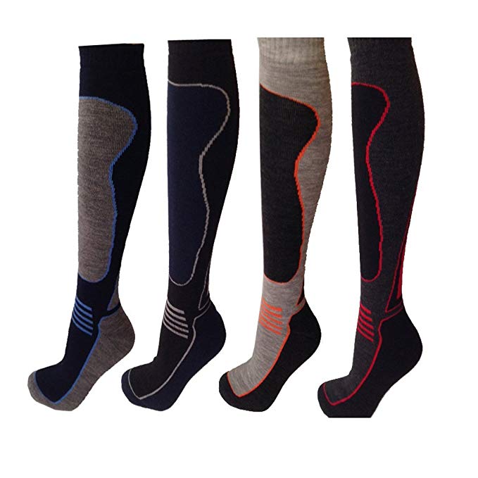 4 Pairs Men's Wool ATOME Ski Socks Thermal Padded 2.0 Tog Size US 7-12