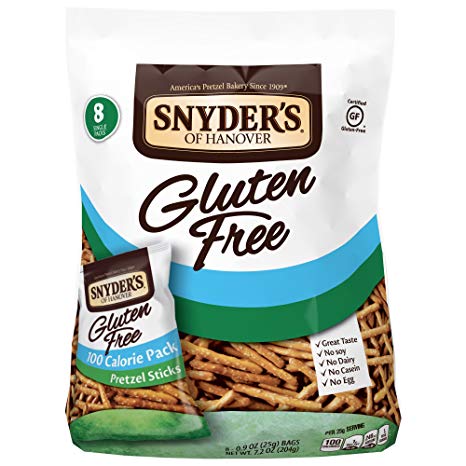Snyder's of Hanover Gluten Free Pretzel Sticks, 100 Calorie Multipack, 8 Count