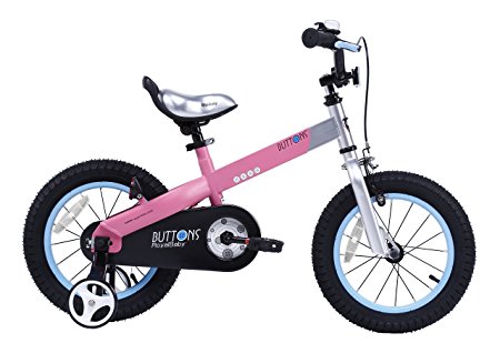 RoyalBaby Button Kids' Bikes, Mixte Children's Bikes with training wheels, 12, 14, 16 and 18 inch, Boy's Bikes and Girl's Bikes, Gifts for children