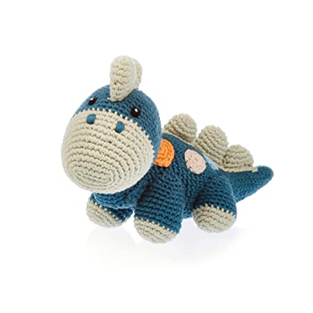 Pebble | Handmade Dinosaur - Blue | Organic Cotton | Crochet | Fair Trade | Pretend | Imaginative Play | Stegosaurus | Machine Washable