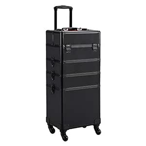 Yaheetech Kosmetikkoffer Alu Beauty Case Kosmetik Trolley Rollkoffer 4 in 1 Schminkkoffer mit 360° drehbaren Rollen