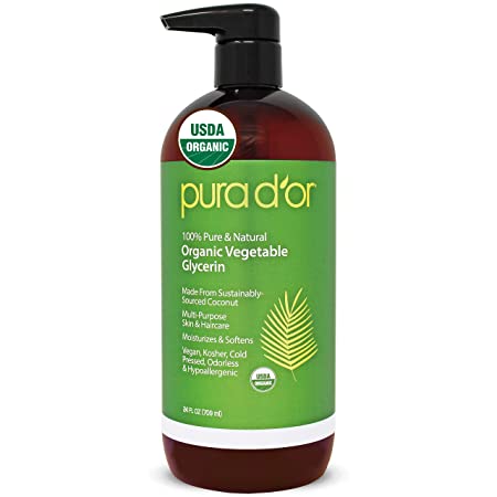PURA D'OR Organic Vegetable Glycerin (24oz) Derived from Coconut, 100% Pure Premium Grade, Clear & Odorless, Non-GMO, USP Grade, Kosher, Vegan, Cold Pressed, Hair, Skin & DIY Base (Packaging may vary)
