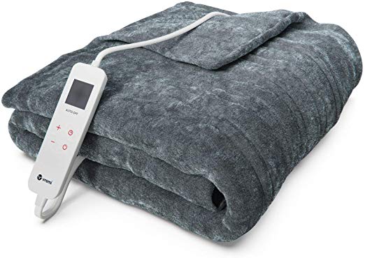 Vremi Electric Blanket - 62 x 55 inches Throw Heated Blanket with 6 Heat and 8 Time Settings - Flannel Fleece Heating Pad with 10 feet Cord, LCD Display Controller, Auto Shut Off, Washable Cover