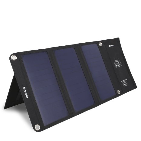 SNAN 21W Solar Charger Portable and Foldable Solar Panel with Stand, Solar Battery Charger with 2 USB Ports for Your Device Outdoor