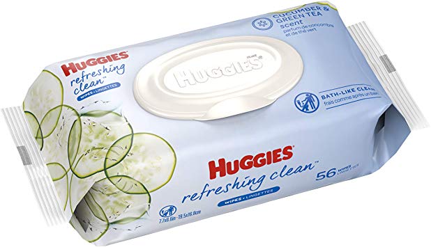 HUGGIES Refreshing Clean Scented Baby Wipes, Hypoallergenic, 1 Disposable Flip-top Pack (56 Total Wipes), Size 1