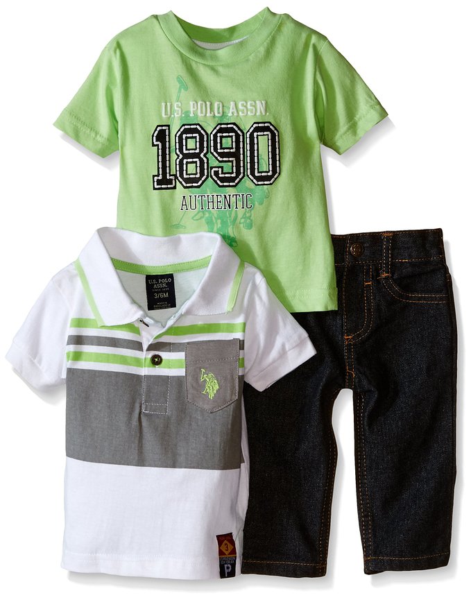 U.S. Polo Assn. Boys' 3 Piece Polo, Graphic T-Shirt and 5 Pocket Jean Set