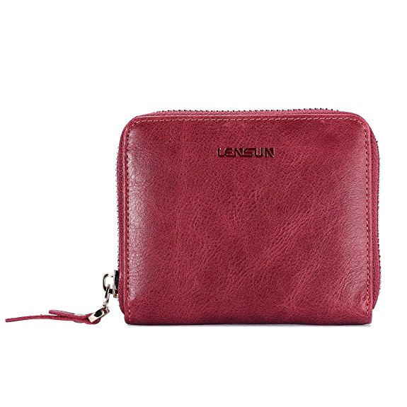 Women's Purse, [Mother's Day Gift] Lensun Small Zip around Coin Leather Purse Wallet for Women, Gift Boxed