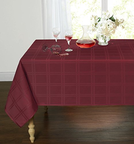 Spill Proof/Stain Resistant Plaid Tartan Fabric Tablecloth by GoodGram - Assorted Colors & Sizes (60 in. Round, Burgundy)