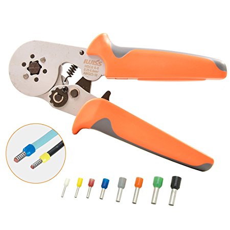 IWISS Hexagonal Crimper Plier HSC8 6-6 Self-adjusting Crimping Tools Used for 23 - 10 AWG (Similar to 0.25 - 6 mm²) Cable End-sleeves Ferrules-Orange Handle ONLY!!