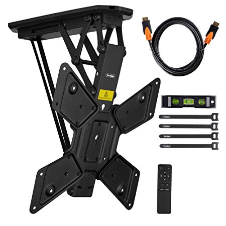 VonHaus Electric Motorized Flip Down Pitched Roof Ceiling TV Mount Bracket for 23-55" Screens - Full Installation Bundle with Remote Control - Max Weight Capacity 66lbs Max VESA 600 X 400