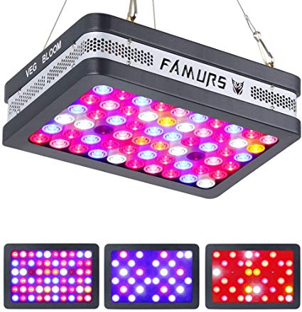 FAMURS SAMSUM COB X3 Series 800W LED Grow Light Full Spectrum Triple Chips Reflector Grow Lamp with Veg and Bloom Switches for Indoor Plants Seeding Veg and Flower.