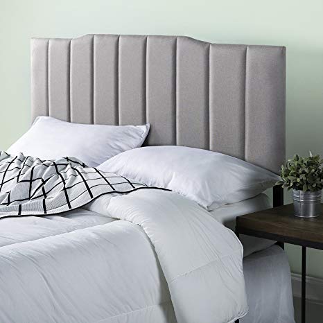 Zinus Upholstered Channel Stitched Headboard in Light Grey, Full