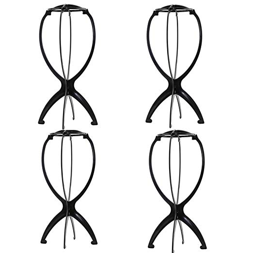 4 Pack Wig Hanger Portable Hanging Wig Stand for All Wigs and Hats Collapsible Wig Dryer Durable Wig Stand Tool Holder Hat and Cap Holder (black)