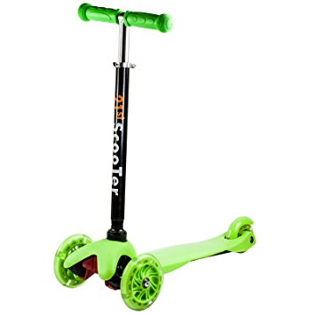 3 Wheel Kick Scooter Light Up Wheels For Kids Adjustable T-Bar Height Up To 80 LB