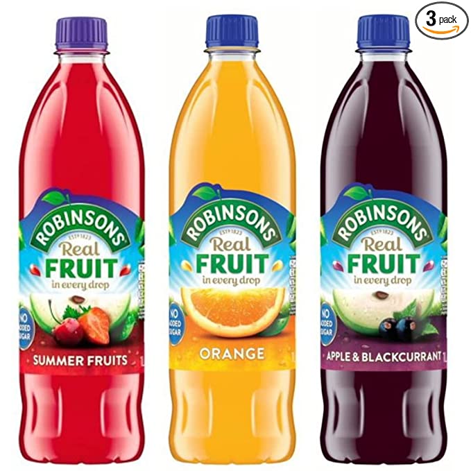 Robinsons Fruit Squash Concentrate Variety Pack - 33.8 floz ( 3 Pack) In Sanisco Packaging