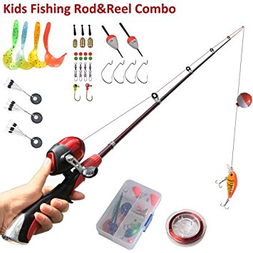 Kids Fishing Rods and Reel Combo Telescopic kids Fishing Pole Full Kit Light and Durable