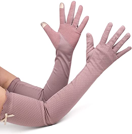 Flammi Women's Long Arm Sleeve Sun UV Protection Driving Gloves Touchscreen Cotton Anti-Slip Grip Breathable