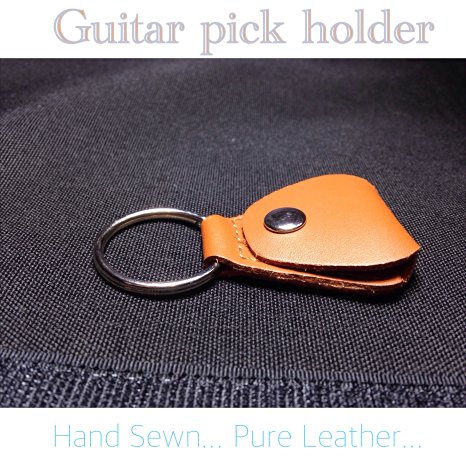 Guitar Pick Holder Key Chain: Leather