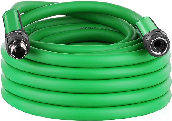 RESTMO 50ft Garden Hose, 5/8” Hybrid Water Hose with Swivel Grip Handle, Kink Free | Drinking Safe | Heavy Duty | Lightweight | Super Flexible | Metal Fittings, All-Weather Outdoor Yard Watering