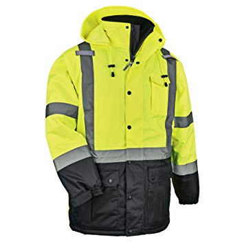 Ergodyne GloWear 8384 High Visibility Reflective Thermal Parka, Large, Lime