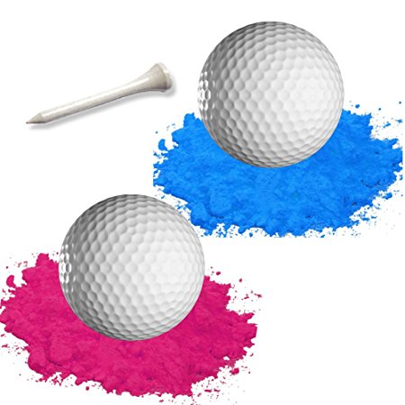 Gender Reveal Golf Balls | One Pink, One Blue   Wooden Tee Included | Best Gift for Expecting Parents