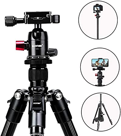 M6 Tripod,64‘’ Aluminum Tripod for Landscape Photography with 360 Degree Flexible Ball Head,Camera Tripod for Canon Nikon Sony DSLR,Detachable Monopod,Compatible with iPhone & Android Phone