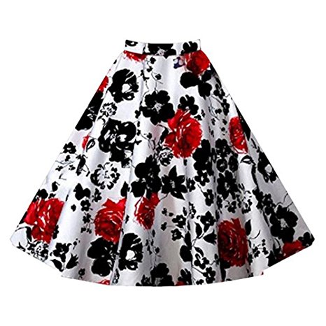 Relipop Women Floral Pleated Knee Length A-line Skirt