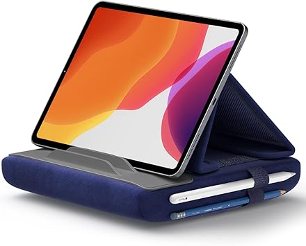 JSAUX Tablet Pillow Stand, Tablet Stand Holder Dock for Lap, Bed and Desk Compatible with iPad Pro 11 10.5 9.7 10.2 Air Mini, Kindle, Tablets, Phones, E-Reader, Books and More 4-11'' devices Navy Blue