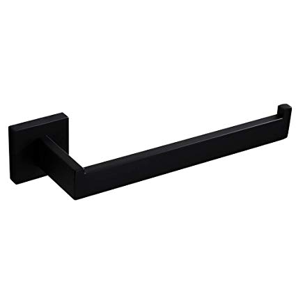 VELIMAX Premium Stainless Steel Hand Towel Holder Squared Towel Ring 10-Inch Towel Rail Matte Black Wall Mount for Bathroom