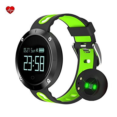 Fitness Tracker Smart Watch-Blood Pressure Monitor,Heart Rate Monitor,Sleeping Monitor,Tracker Pedometer with IP67 Waterproof OLED Large Touch Screen for IOS and Android(GREEN)