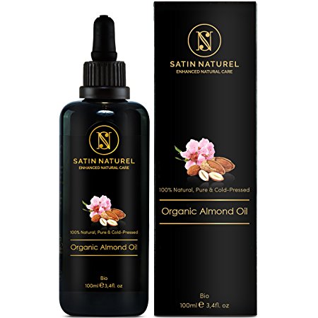 Almond Oil Organic 100 ml of the highest quality - clean & natural in light protection glass bottle with a pipette - Cold Pressed 100% native & certified organic - hair oil skin oil face oil body oil - moisturising almond oil for soft and young skin, healthy hair, nails, body & face - face oil skin oil massage oil