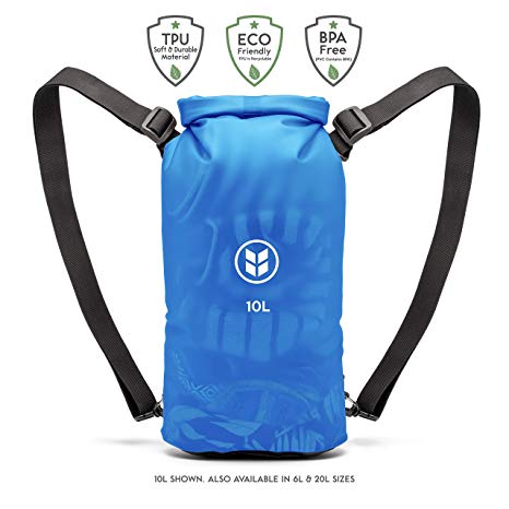 Barlii Dry Bag Translucent & Waterproof - Non-Toxic TPU - 6, 10 & 20 Liter Floating Sack for Beach, Kayaking, Swimming, Boating, Camping, Travel & Gifts