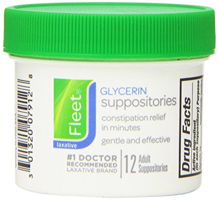 Fleet Laxative Glycerin Suppositories-Gentle and Effective- 12 Adult Suppositories-1 Jar