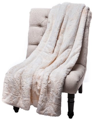 Chanasya Super Soft Fuzzy Fur Warm Ivory Creme Sherpa Throw Blanket -Ivory Waivy Fur Pattern