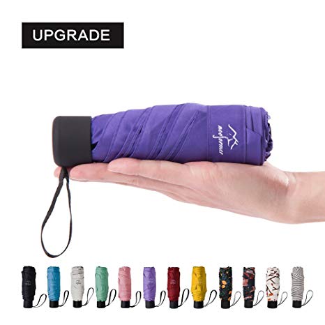 NOOFORMER Mini Travel Sun&rain Umbrella - Light Compact Parasol with 95% UV Protection for Men Women Multiple Colors