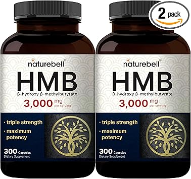 NatureBell 2 Pack of HMB 3,000mg Per Serving | 600 Capsules, 3X Triple Strength HMB Beta-Hydroxy Beta-Methylbutyrate Supplement – Lean Muscle Mass & Recovery Support