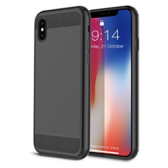 iPhone X Case , PK-STAR Heavy Duty and Shock-Absorption Full Protective Case with Dual Layer Rugged Case for Apple iPhone X (Black) (Black)