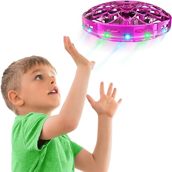 Mini Drone Flying Toy, Hand Operated Drones for Kids - Flying UFO Drone Quadcopter Flying Toys Gifts for Boys Girls Kids