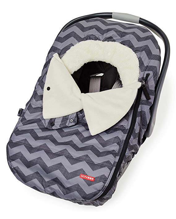 Skip Hop Stroll & Go Plush Fleece Infant And Baby Automotive Winter Car Seat Cover Black Chevron - Universal Fit