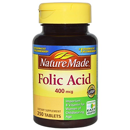 Nature Made Folic Acid 400 mcg, 250 Tablet (pack of 2)