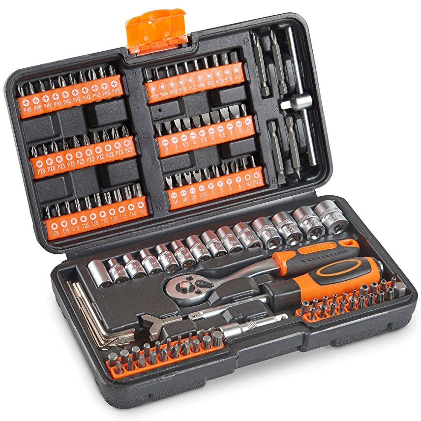 VonHaus 130pc Socket   Bit Set Including 72-teeth Ratchet Handle - Useful for everyday DIY, bike repairs, light duty car repairs & screw driving